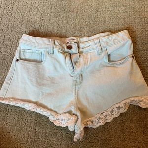 High waisted jean shorts